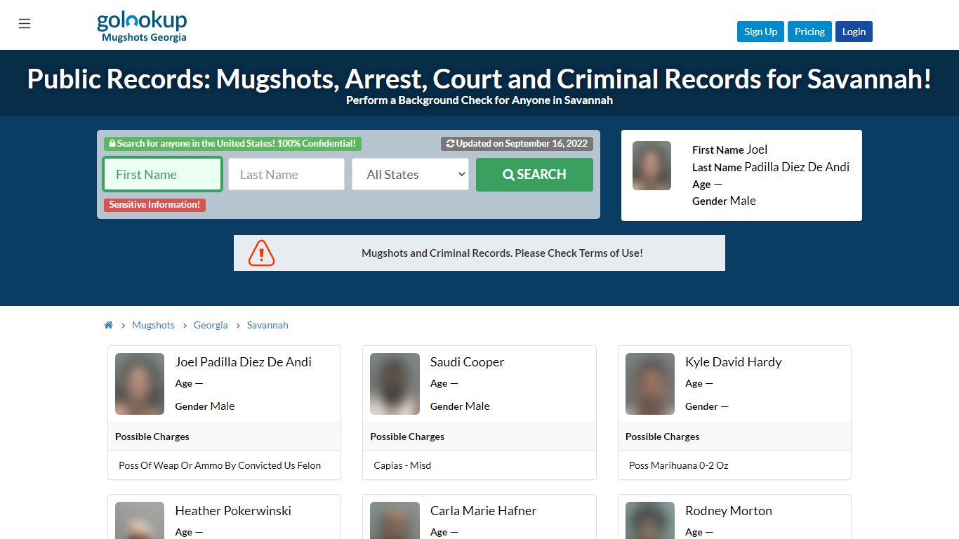 Mugshots Savannah, Arrest Records Savannah - GoLookUp